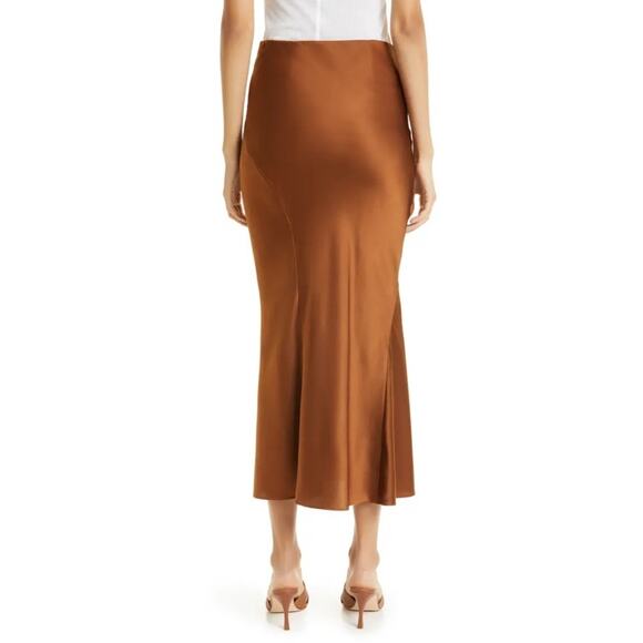Veronica Beard Sorelle Silk Skirt Dark Ochre Brown Sz 4 $448 - Picture 3 of 16